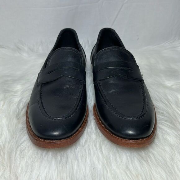 Antonio Maurici Midnight‎ Blue/Black Leather Penny. Loafers Sz 40